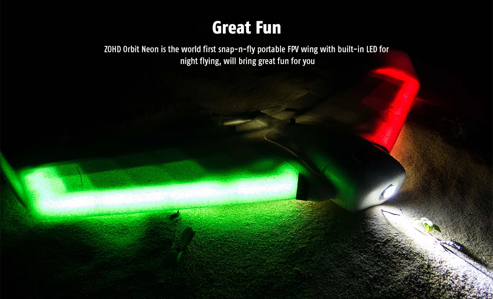 ZOHD Orbit Neon 900 мм размах крыльев EPP FPV RC самолет PNP версия с Встроенный светодиодный фонарь полосы для ночного полета легко управлять