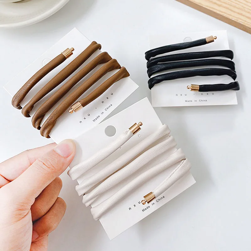 Новинка 2021 Женская винтажная кожаная заколка для хвоста длинные волосы повязка