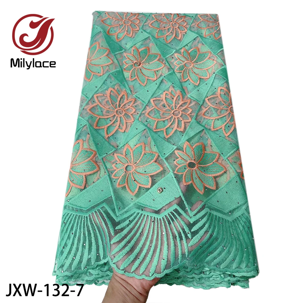 Milylace новейшая нигерийская Кружевная Ткань 5 ярдов Цветочная вышивка тюль