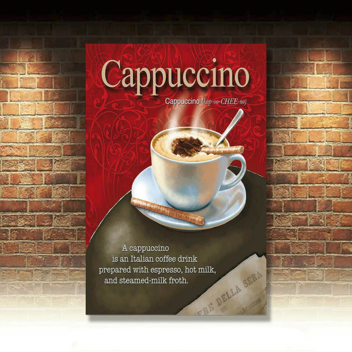 

Капучино, ретро Реплика, винтажный стиль, металлический жестяной знак, подарок, паб, кухня 8x12