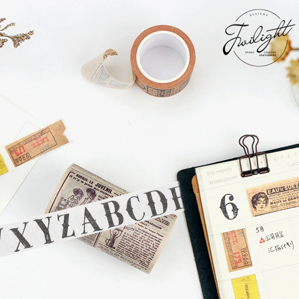 

5 Rolls Retro Gothic Washi Tape Decorative Pattern Tape Adhesive Tape for DIY