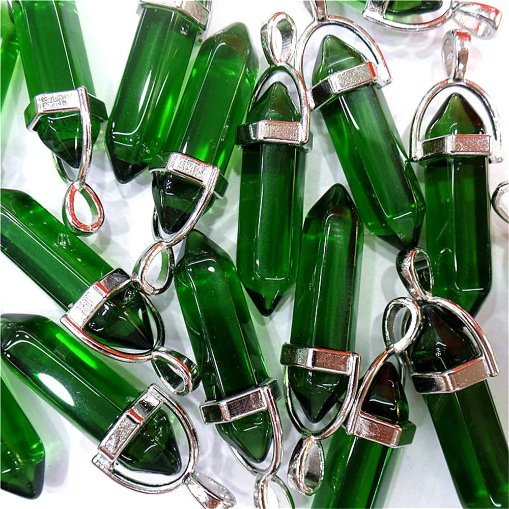 

Оптовая продажа, зеленый стеклянный сплав с капюшоном, 30 шт., 42x9 мм, подвеска «сделай сам» с шестью углами, ювелирные аксессуары ручной работ...