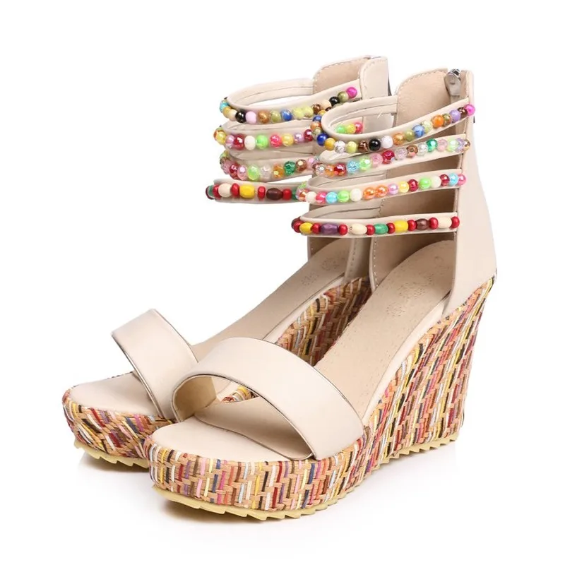 Женские ковбойские босоножки на танкетке Нескользящие износостойкие сандалии в