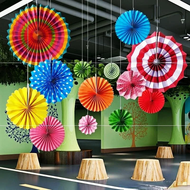 

Kindergarten, Corridor Hanging Decoration, Classroom Background Wall Hanging,39cm Paper Fan,Christmas Decoration, 6 Pieces 1 Set