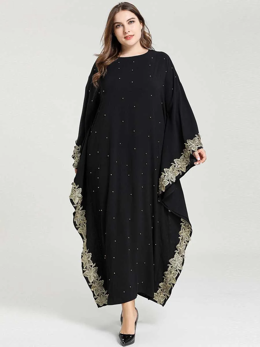 Мусульманское платье Abaya женское арабское хиджаб с рукавом летучая мышь