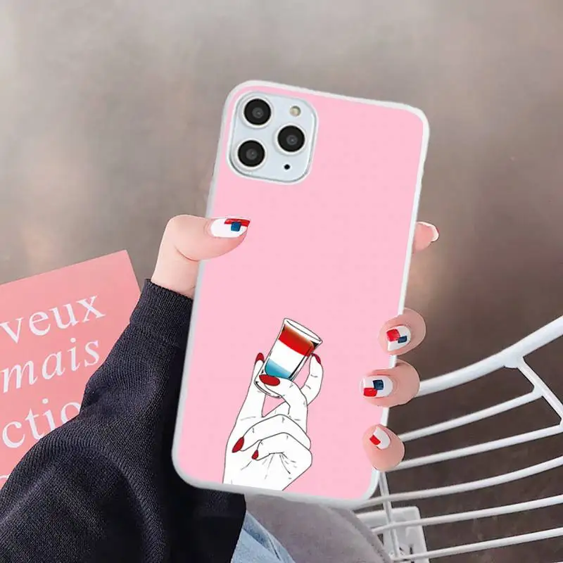 

finger Phone Case White Candy Color for iPhone 6 7 8 11 12 s mini pro X XS XR MAX Plus
