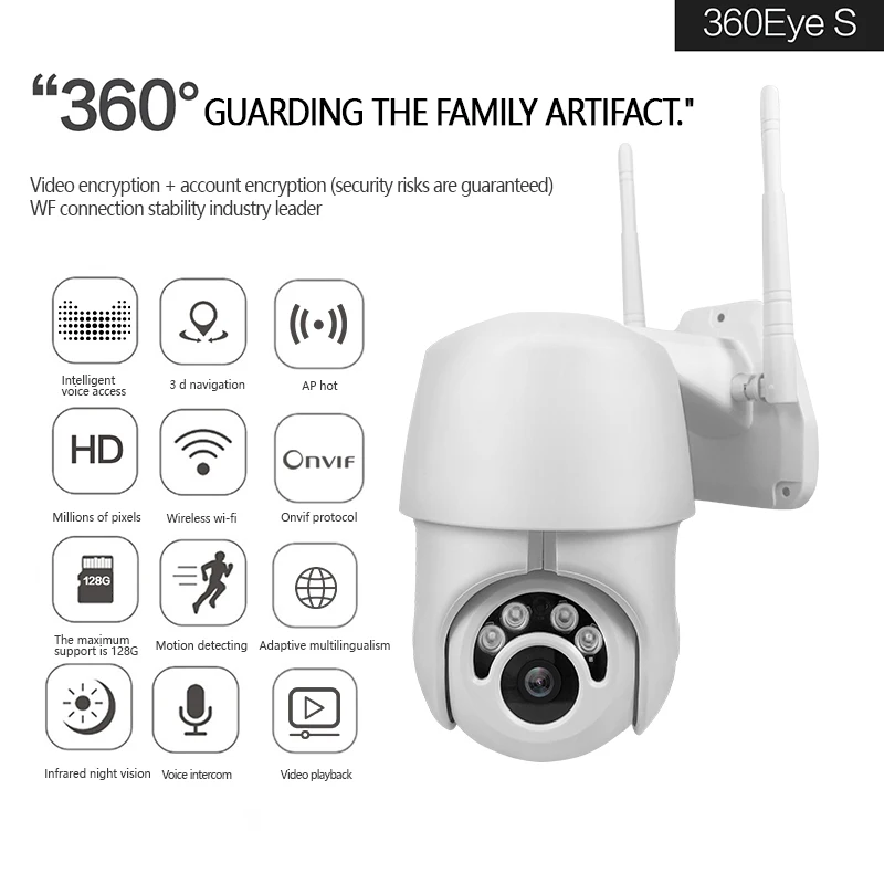 1080P H.265 PTZ Wifi IP камера наружная 4X цифровой зум AI человеческое Обнаружение