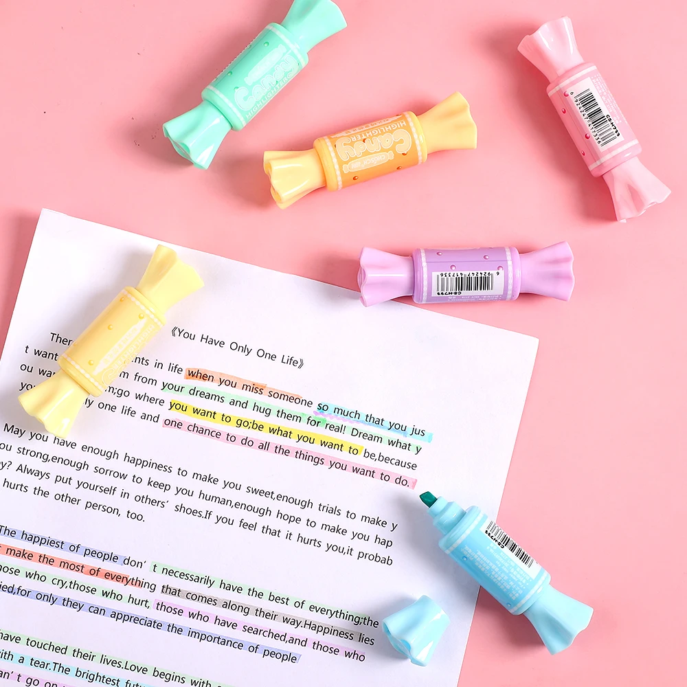 6 шт./компл. Милая флуоресцентная ручка в форме конфет кавайная с крючком цветная