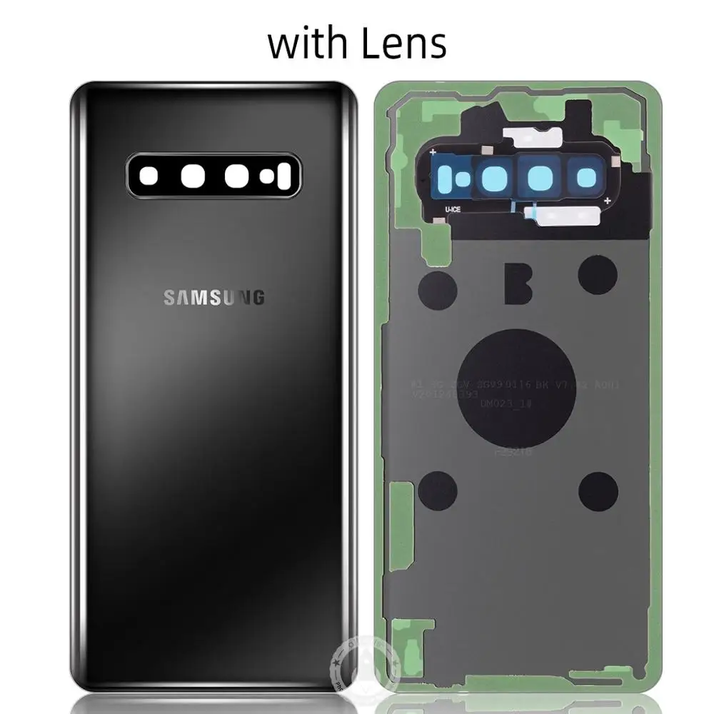 Оригинальная сменная батарея задняя крышка дверное стекло для samsung S10+ Корпус S10 Plus SM-G9750 задняя крышка чехол стеклянная задняя крышка - Цвет: Black with Lens