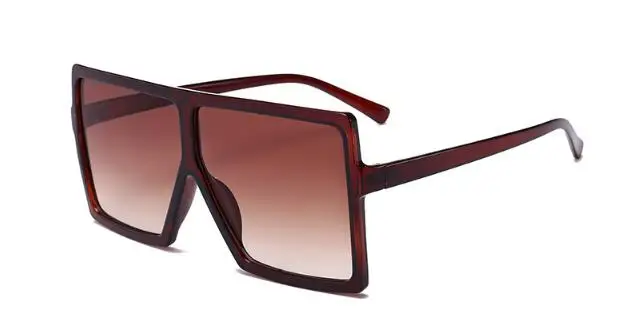 brown frame Негабаритные женские солнцезащитные очки, фирменный дизайн, винтажные блестящие черные квадратные солнцезащитные очки, роскошные трендовые очки унисекс, большие очки - Цвет линз: brown frame