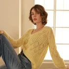 Женский Длинный пуловер с V-образным вырезом, с длинным рукавом