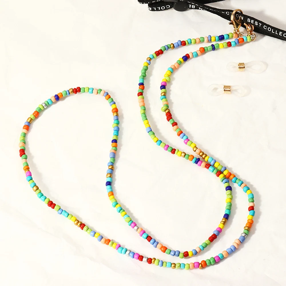 

Fashion Adjustable Colorful Beads Masks Chain Necklace For Women Beaded Glasses Neck Chain Sunglasses Lanyards Accessories Gift