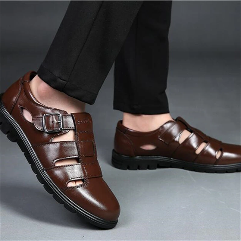 Casual Shoes Men Sandals Leather Real Male Office Mens Summer Fashion Comfortable Sandali Gladiatore Uomo | Обувь