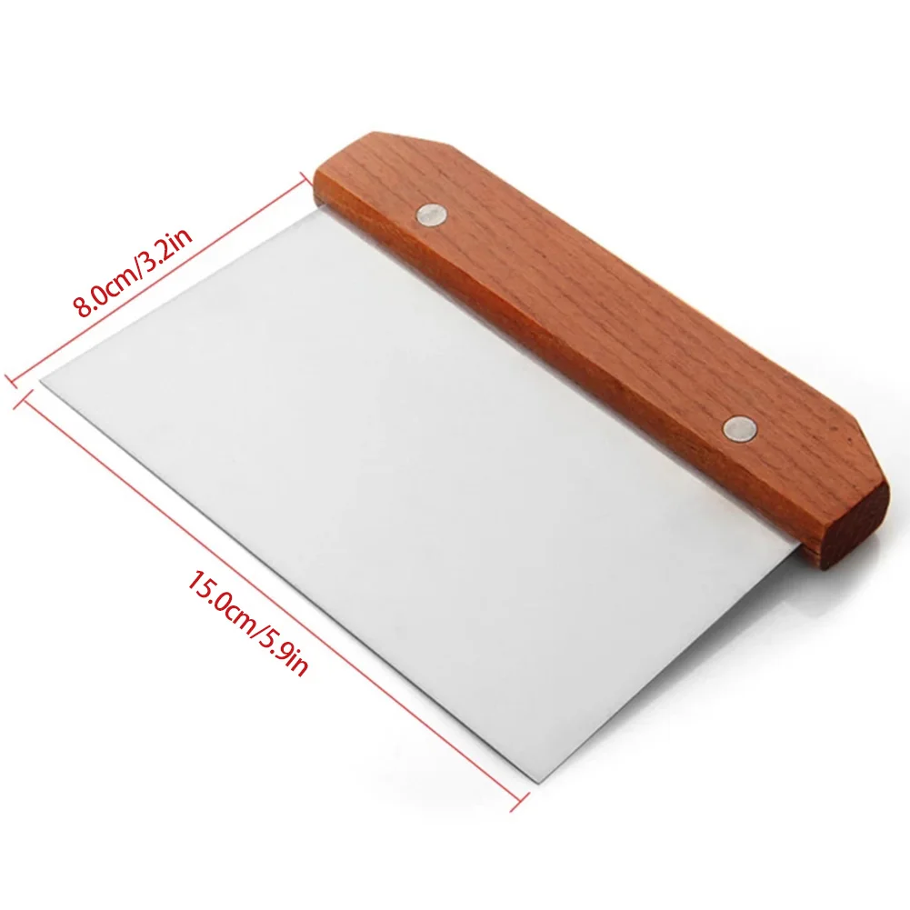 

Stainless Steel Pastry Chopper Scraper Cake Noodle Pizza Dough Cutter Scale Baking Tool Kitchen Utensil With Wooden Handle