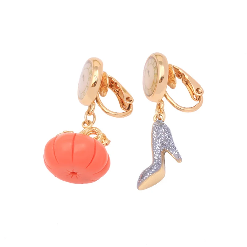 

Yoiumit New Fashion Temperament Model Clock Pumpkin Shoes Earrings 925 Silver Needle Enamel Earrings Trendy Jewelry