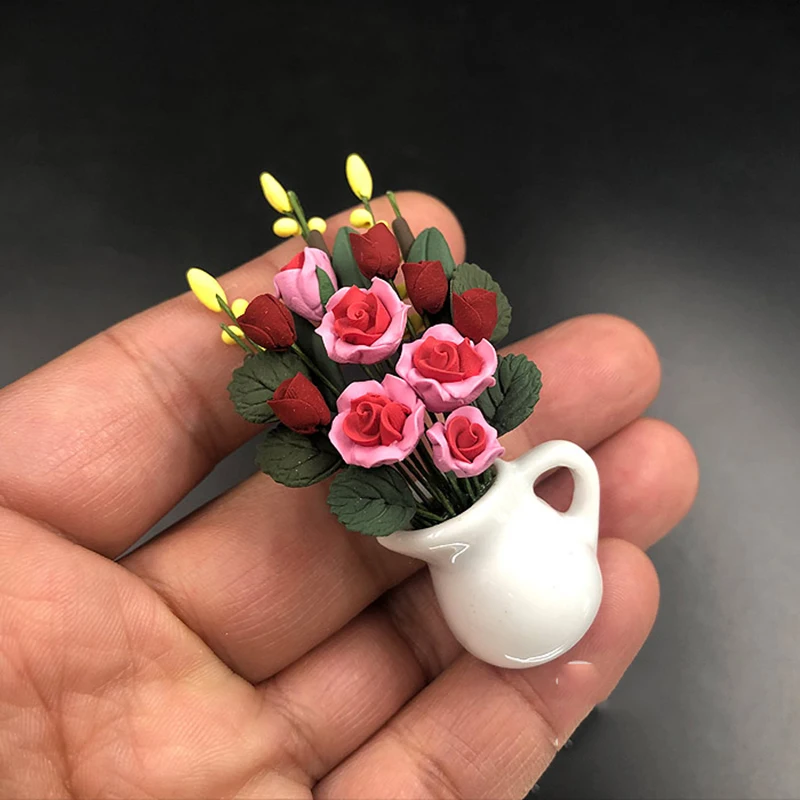 

1/6 Scale Mini Rose Flowers Models with Bottle for 12''Bodies Accessories DIY