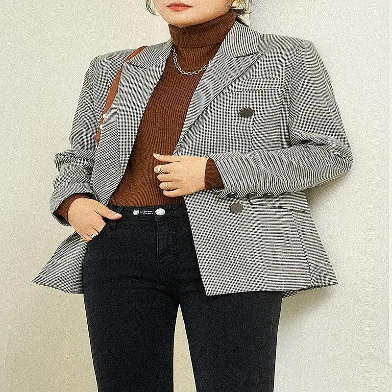 

Nishino's Suit Jacket Women's autumn winter 2021 new fashion Korean version waist down show thin leisure thousand birds extra se