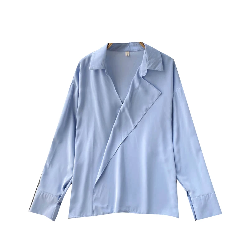 

Spring 2021 New Ladies Blouse Commuter Women's Temperament All-match Blusa Long-sleeved Satin Texture Shirt GK636