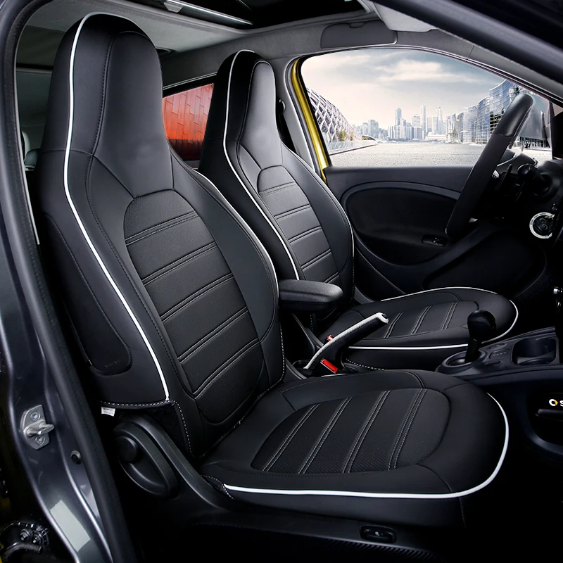Lsrtw2017 волокна кожаные автомобильные подушки для сиденья чехлы на smart fortwo 2014 2015 2016