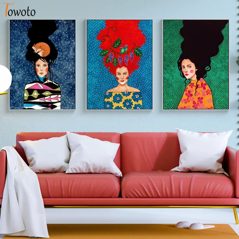 Абстрактная Картина на холсте для девочек цветочный принт скандинавский