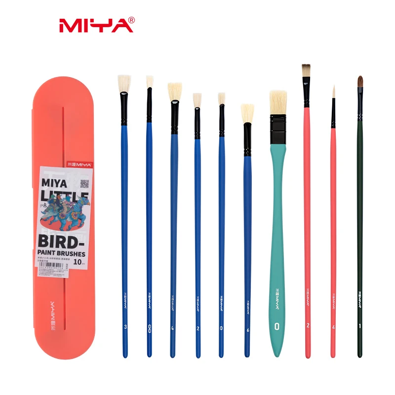 HIMI MIYA Artist Paint Brushes Set 10Pcs Acrylic Oil Watercolor Himi Gouache Painting with Hog Hairs for Artist,Kids & Adults