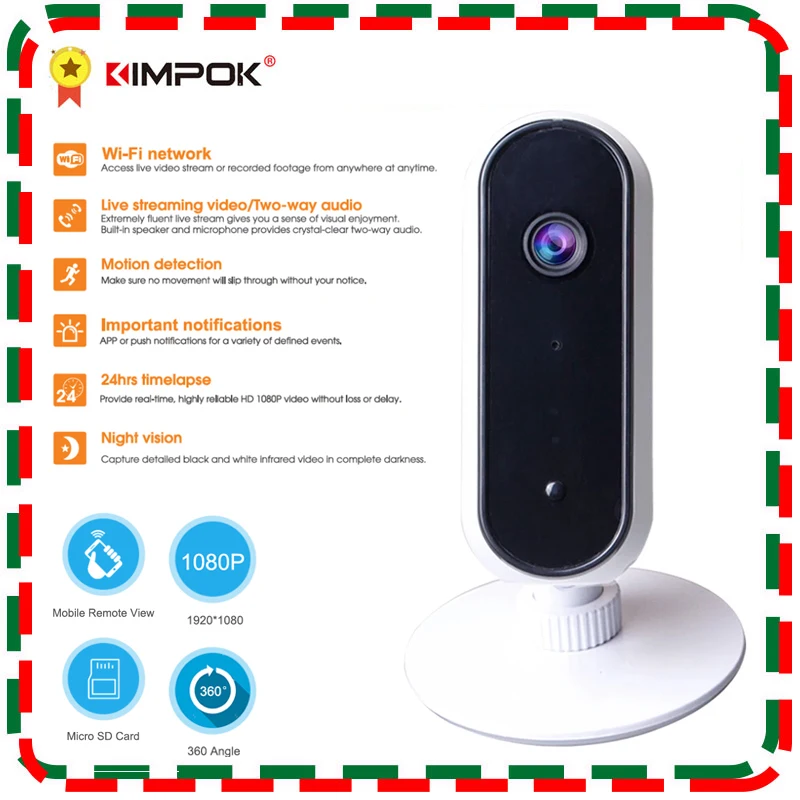

Wifi IP Camera 1080P Wireless Video Surveillance Night Vision Home Security With 30 Days Free Cloud For Baby Monitor