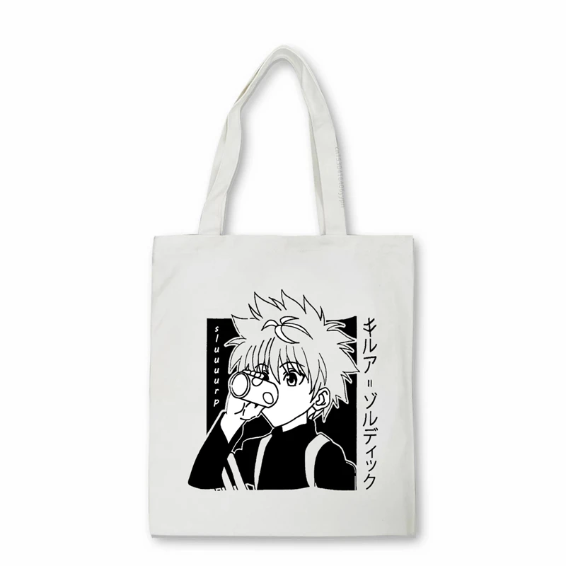 

Японская сумка для покупок из аниме hunter x hunter, эко-сумка для покупок для манги в стиле Харадзюку, Женская Холщовая Сумка через плечо, Killua Zoldyck ...