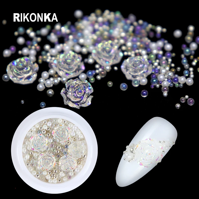 Aurora Rose Кристаллы Стразы для ногтей прозрачные цветы драгоценные камни украшения
