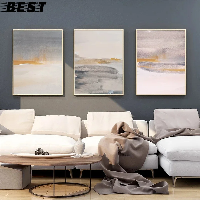 

Abstract Minimalism Grey Yellow Paint Painting Modern Canvas Art Fashion Wall Pictures for Living Room Decorative Posters Prints