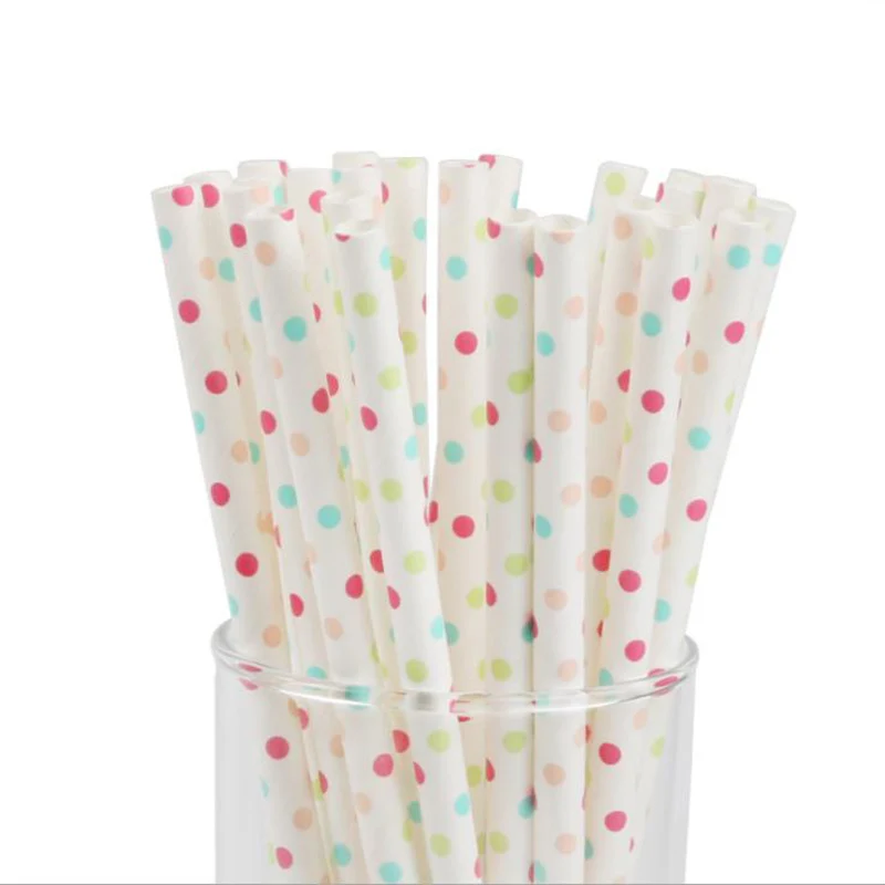 250pc/lot Polka Dots/Black Stripe/Watermelon Theme Christmas Wedding Birthday Party Pink Blue Red Green Colorful Drinking Straws | Дом и сад