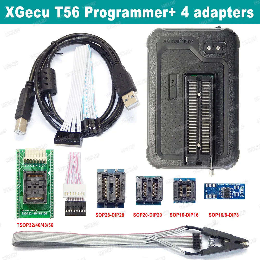 XGecu T56 + 4 адаптера Универсальный программатор 56 Pin драйверы поддержка 26908 ICs для