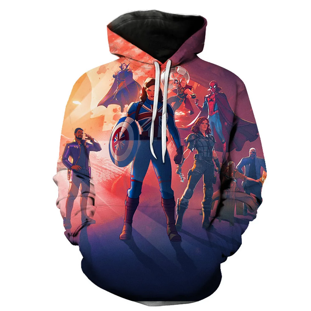 2021 толстовки с капюшоном 3D принтом Marvel Anime What If мужские и женские забавные капитан