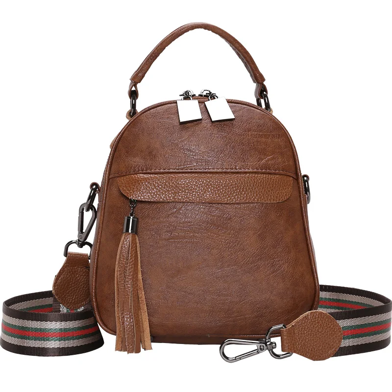 Women Genuine Cowhide Leather Tote Handbag Shoulder Crossbody Bags Soft 3 Carry Ways Tassles Small Bag Retro | Багаж и сумки