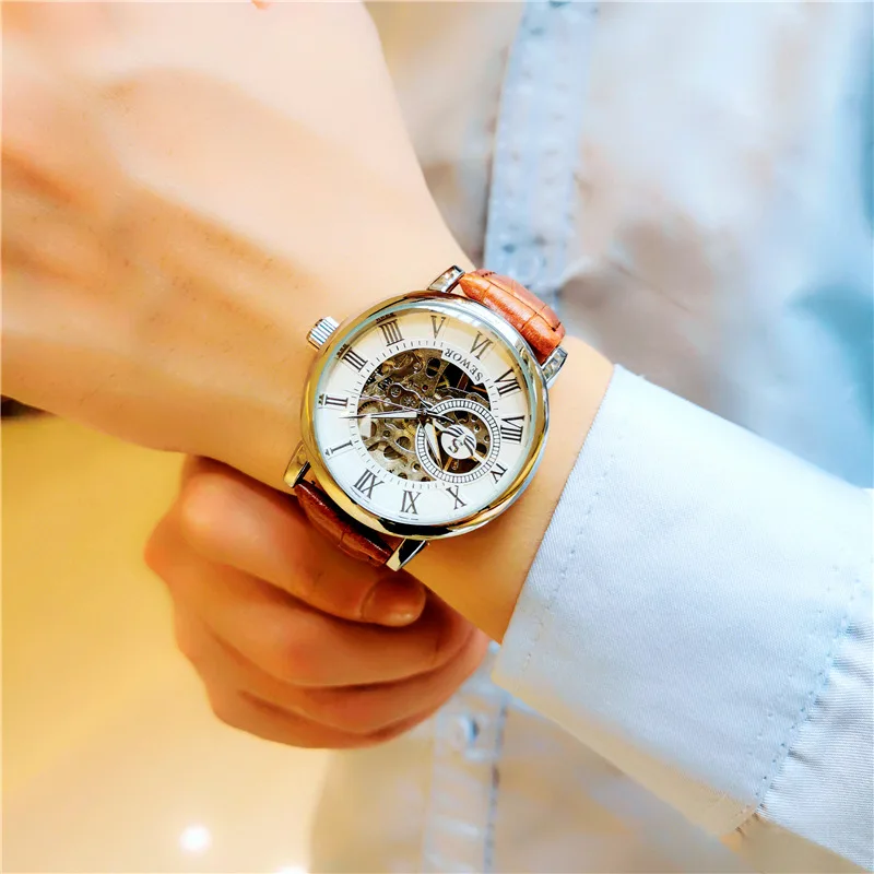 

2021 New Men's Automatic Mechanical Watches Fashion Business Watch For Men Hollow Out Trendy Casual Mens Watch Relogio Masculino