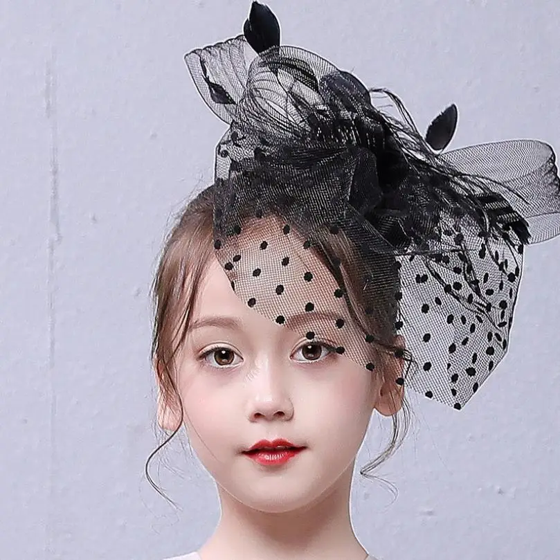 Новые Свадебные шляпы для девочек черное перо старинный головной убор Chapeau Mariage