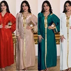 Бархатное платье с капюшоном AB034, женская одежда, европейская мусульманская хабая с вышивкой Jalabiya, красная, белая, зеленая одежда с шляпой Дубай