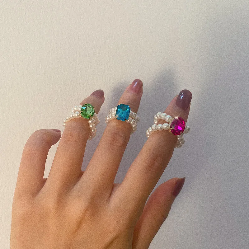 1 предмет модные часы с плетеным ремешком имитация жемчуга красочные кольца со