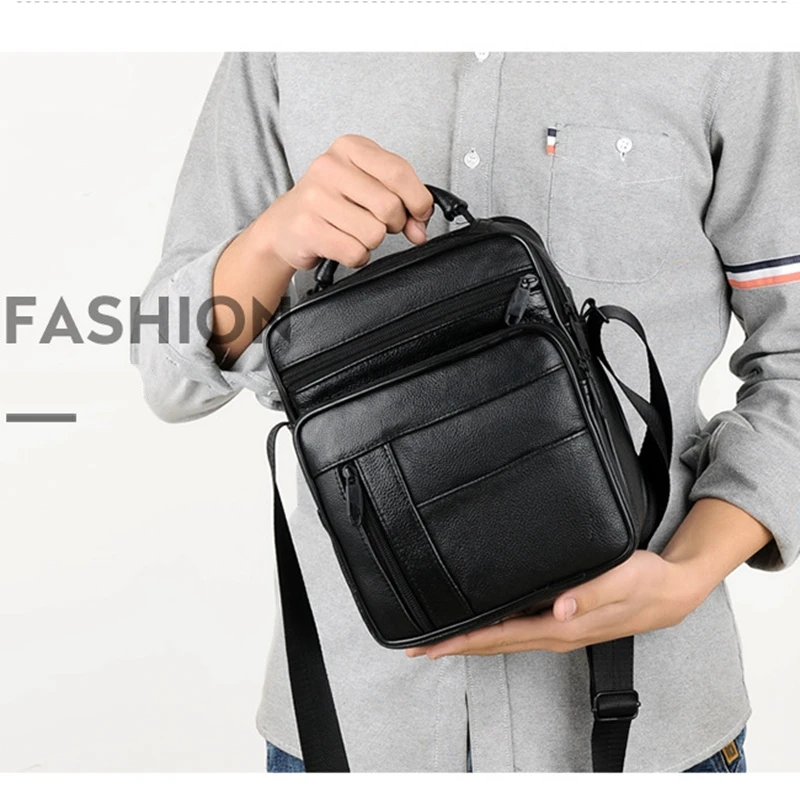 Weysfor Fashion Crossbody Leather Business Man Messenger Bag Big Size Split Leather Shoulder Bags Zipper Handbags Tote Bag Male