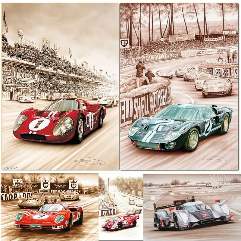 Постер Le Mans 24 часа на Ралли Чемпионат Печать холсте скандинавские настенные