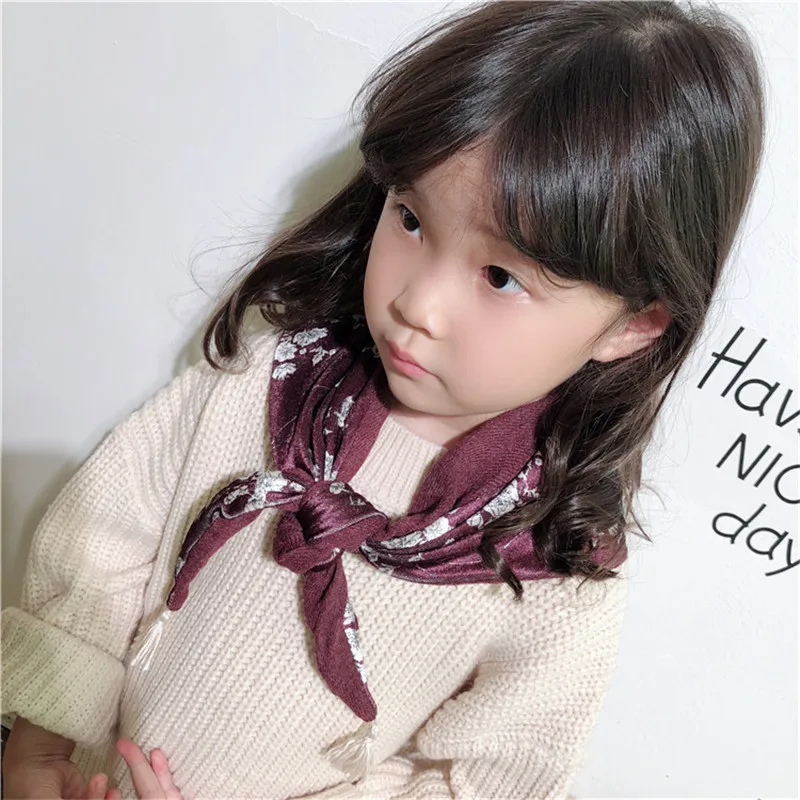 

Шарф детский осенне-зимний из хлопка, с принтом и кисточками, корейский стиль, Accessories-OZKSF025C5