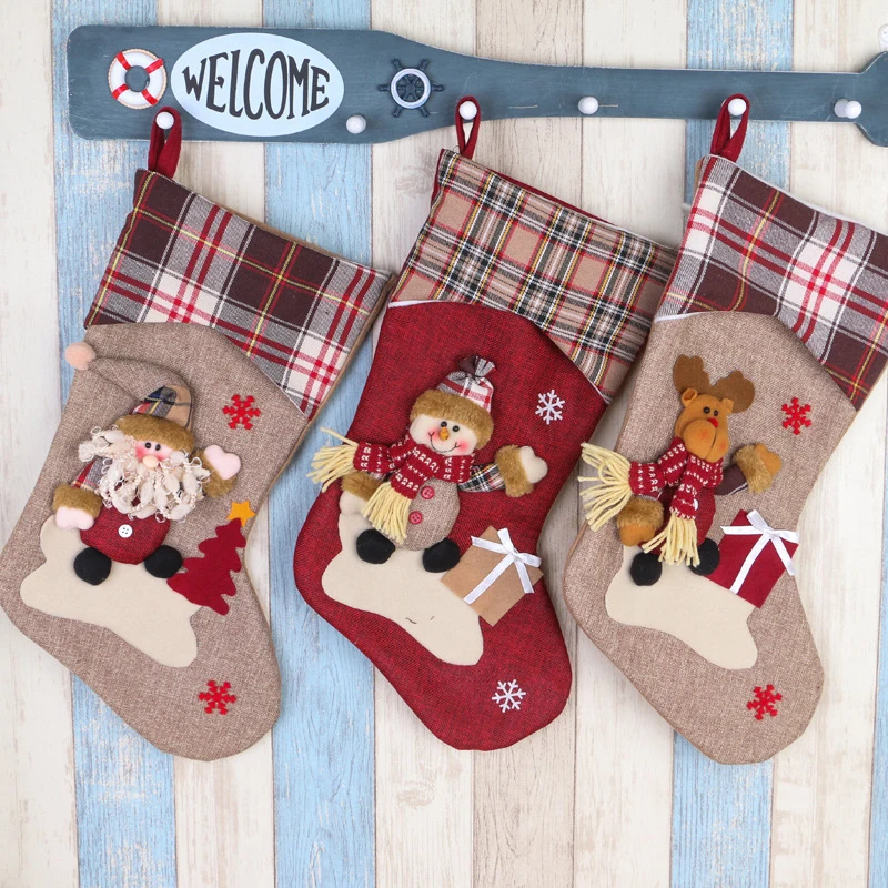 

Рождественский Подарочный пакет для носков, милый креативный Подарочный пакет для конфет, подвеска для рождественской елки для дома, гости...