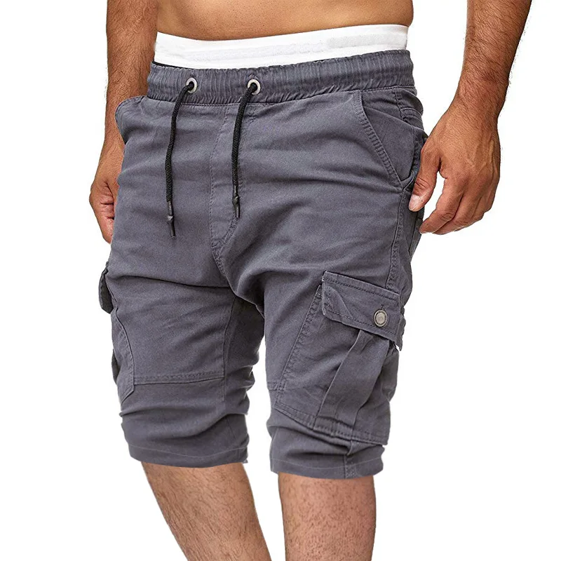 

Summer shorts men's casual slim cotton high-quality tooling shorts solid color jogging men's pants gray black 3XL