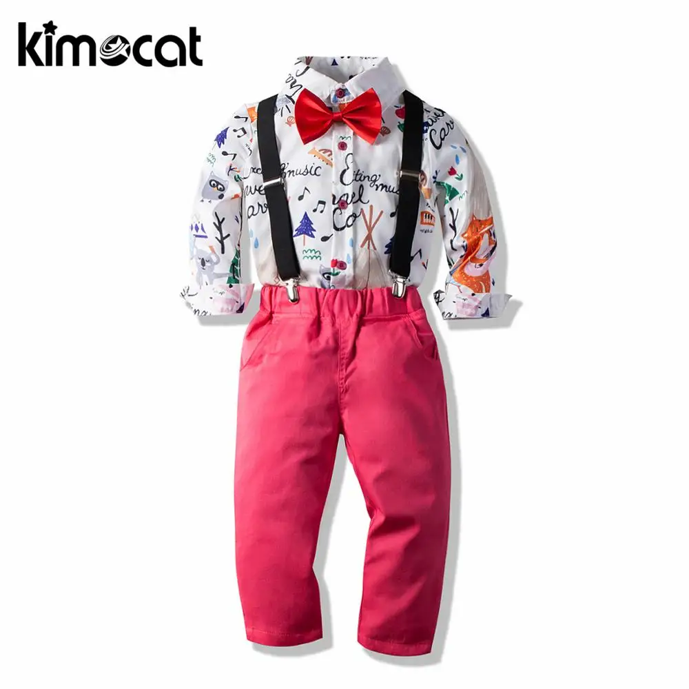 

Kimocat Baby Boy Clothes Long Sleeve Spring Autumn News 2020 Gentelman Cotton Shirt+Pant Toddler Baby Kid Boy 2PCS Outifit Set