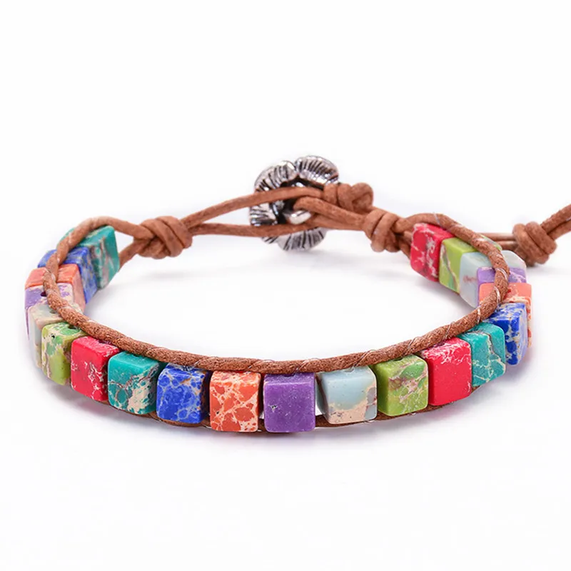DIEZI Многоцветный этнический 7 Чакра кожаный браслет ручной работы горячий