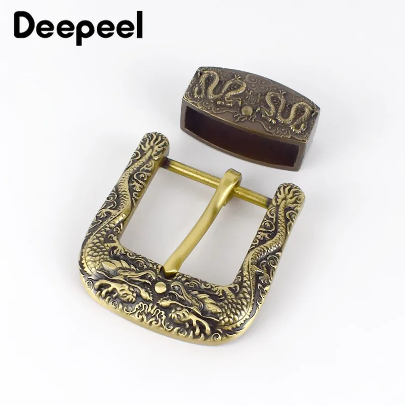 Deepeel 40 мм винтажная Пряжка из твердой латуни с драконом для ремней металлическая