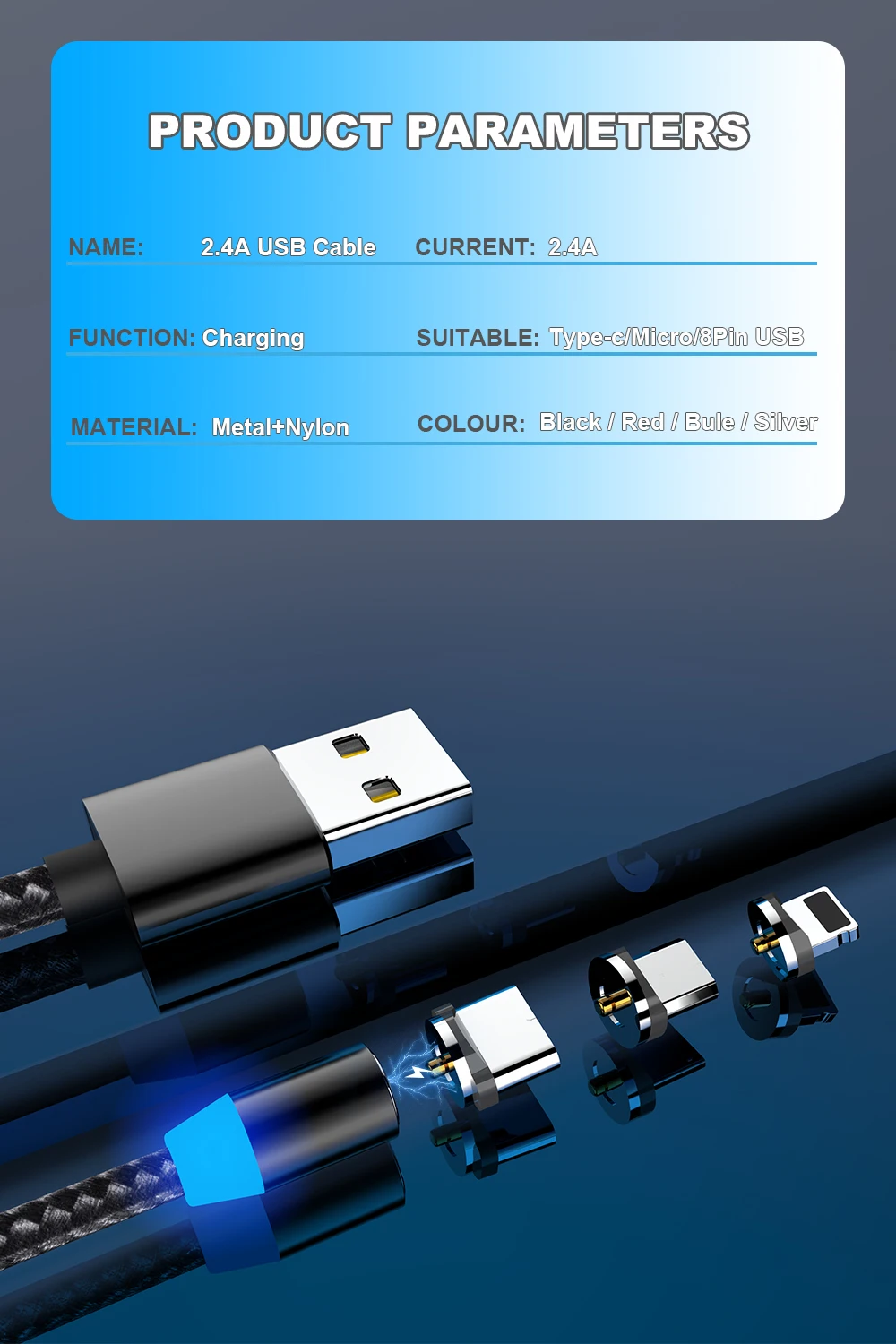 Vanniso 1 м 2 м Магнитный USB кабель для iPhone X samsung xiaomi магнитное зарядное устройство Micro usb type C мобильный телефон Быстрая зарядка USB шнур