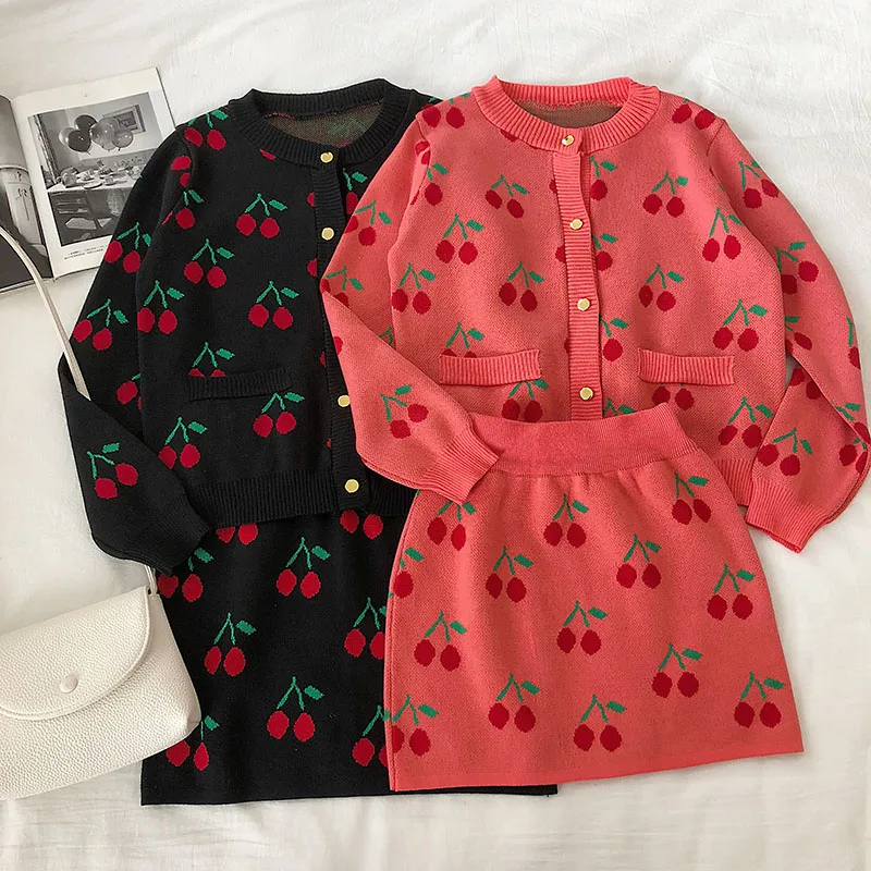 Женская Осенняя повседневная юбка милая куртка комплект из двух предметов