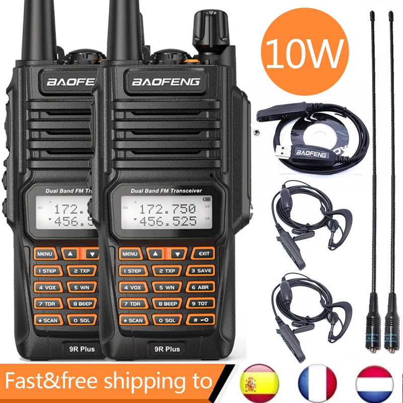 Рация Baofeng UV-9R Plus 10 Вт IP68 Водонепроницаемая Двухдиапазонная 136-174/400-520 МГц