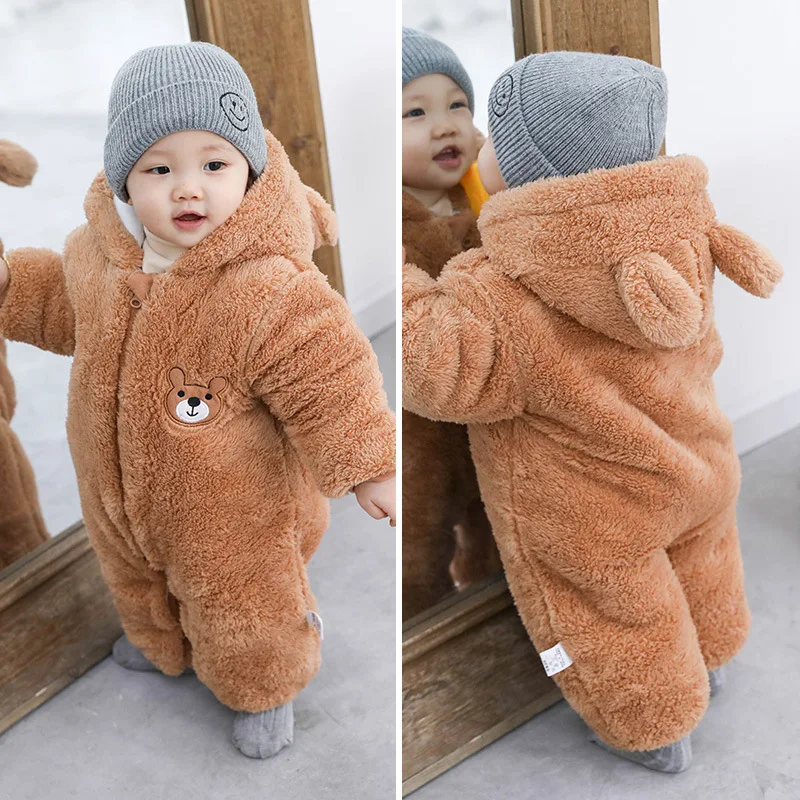 Baby Clothes Newborn Winter Hoodie Baby Rompers Unisex Baby Warn Thick Romper Climbing Outwear Infant Baby Jumpsuit 0-18M