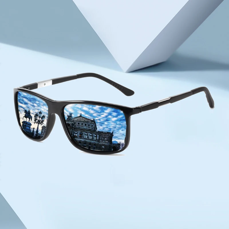 Metal Sunglasses For Men Rectangle Alloy Frame Polarized Driving Shades High End Cool Luxury Sun Glasses With Free Box | Аксессуары для